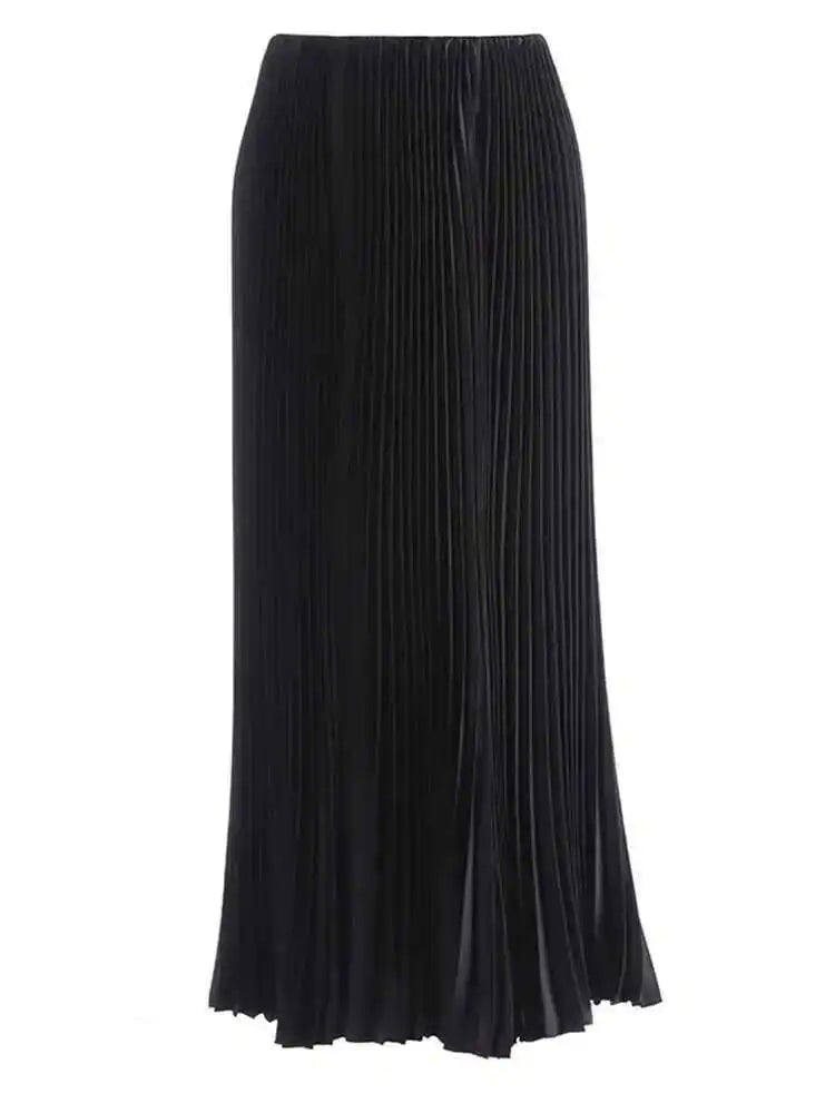 High Elastic Waist Red Brief Elegant Long Pleated Half-body Skirt Women Fashion Tide New Spring Autumn 2025 1DJ0169