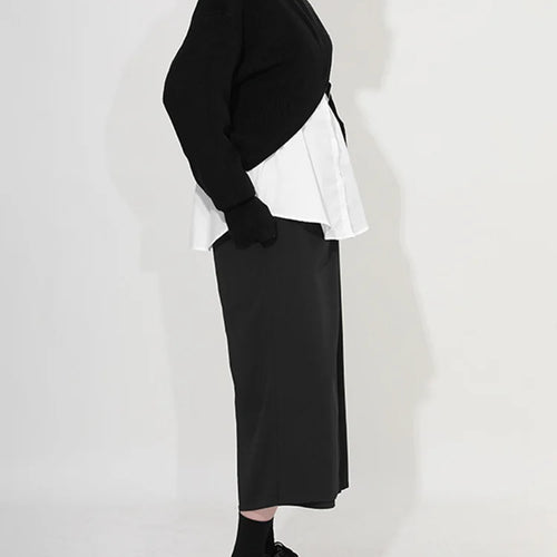 Load image into Gallery viewer, Women White Knitting Split Big Size Blouse New Lapel Long Sleeve Loose Fit Shirt Fashion Tide Spring Autumn 2025 1DC019
