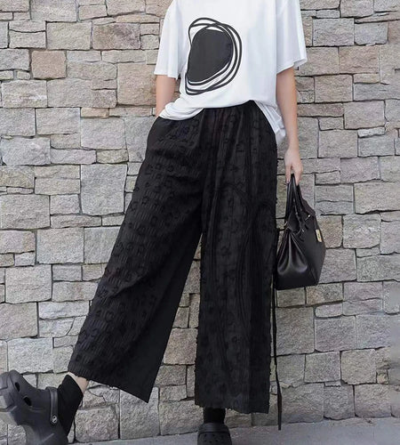 Women Whiite Pattern Printed Big Size Casual T-shirt New Round Neck Short Sleeve Fashion Tide Spring Summer 2025 1DJ0215