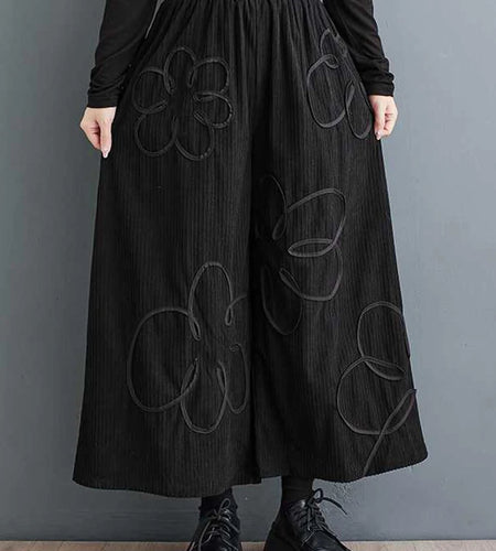 High Elastic Waist Black Printed Long Wide Leg Casual Pants New Trousers Women Fashion Tide Spring Autumn 2025 1LD1510