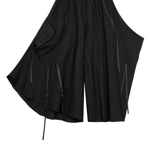 Load image into Gallery viewer, High Elastic Waist Black Pleated Pocket Irregular Wide Leg Pants New Trousers Women Fashion Spring Autumn 2025 1DJ1013
