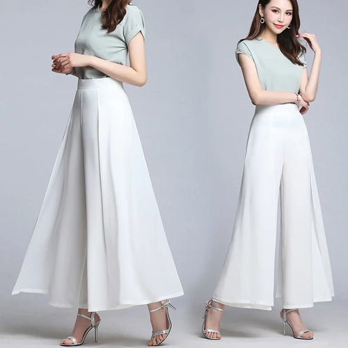 Load image into Gallery viewer, Chiffon Wide Leg Pants High Waist Casual Black Elegant Trousers Women Korean Fashion Clothing 2023 New Baggy Pantalon Femme
