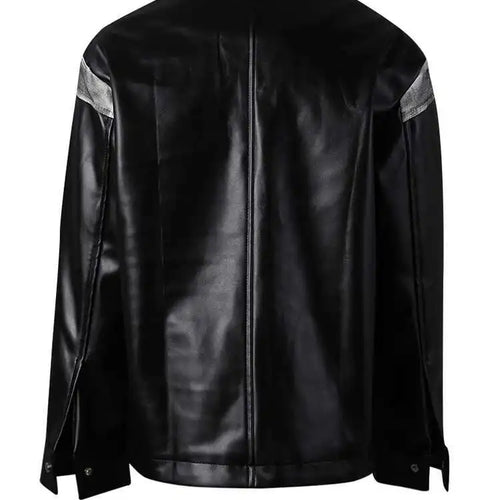 Load image into Gallery viewer, Black Denim Pu Leather Spliced Big Size Jacket New Lapel Long Sleeve Women Coat Fashion Tide Spring Autumn 2025 CPG2873
