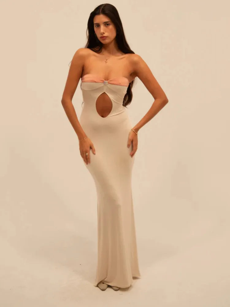 Sexy Sleeveless Hollow Out Patchwork Bodycon Dress Women's Backless Elegant Party Club Evening Dress Summer New 2024