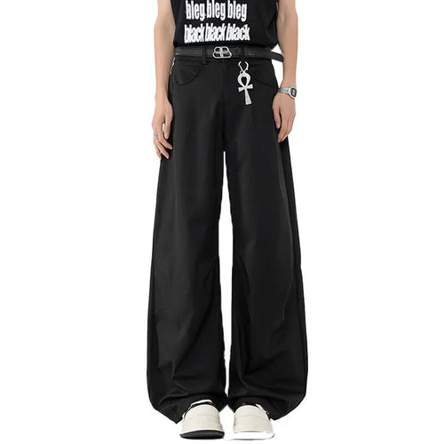 Load image into Gallery viewer, Spring Male Casual Pants New Korean Fashion Solid Color Floor Design Trousers Wide Leg Trendy Menwear Overalls 2025 9W1394
