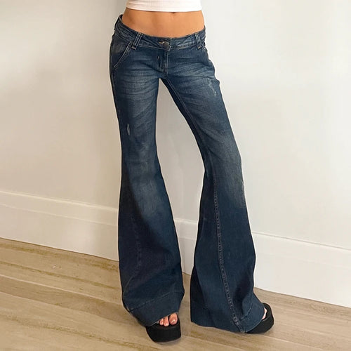 Load image into Gallery viewer, Vintage Y2K Aesthetic Skinny Flared Jeans Female Harajuku Korean Low Rise Boot Cut Denim Trousers 2000s Kawaii Bottom
