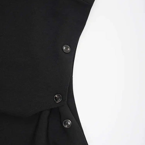 Load image into Gallery viewer, High Waist Black Button Irregular Shaped Elegant Midi Half-body Skirt Women Fashion Tide New Spring Autumn 2025 CPG1938
