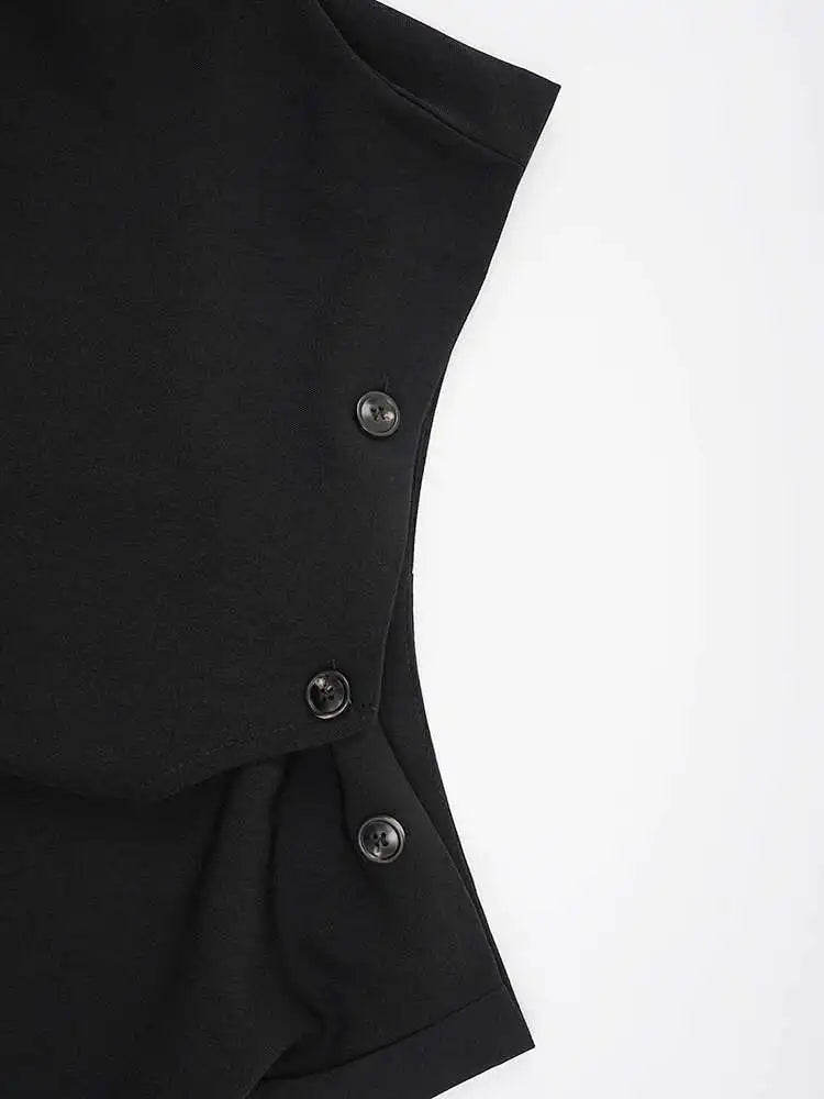 High Waist Black Button Irregular Shaped Elegant Midi Half-body Skirt Women Fashion Tide New Spring Autumn 2025 CPG1938