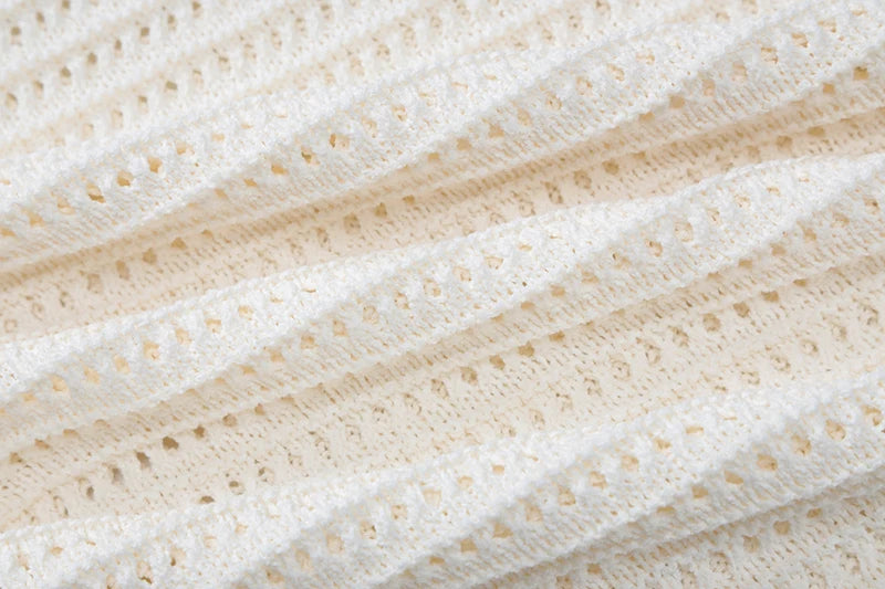 Hollow Out Backless Knit Maxi Dress For Women White Spaghetti Strap Sleeveless Bodycon Club Party Sexy Knitted Dress