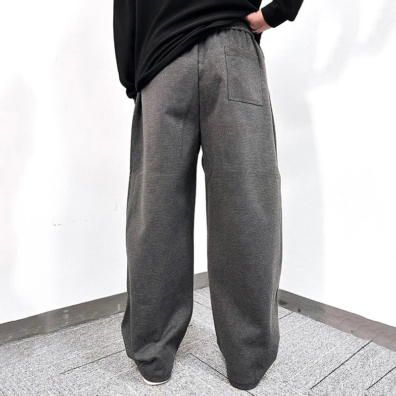 Men's Sweatpants Lace Up Design New Summer American Style Loose Solid Color Trendy Sanitary Pants Male Trousers 9W1742