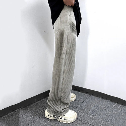 Load image into Gallery viewer, Men's Jeans New Ameriican Simple Style Stripe Distressed Wide Leg Loose Denim Pants Trendy Casual Male Bottoms 9W1775
