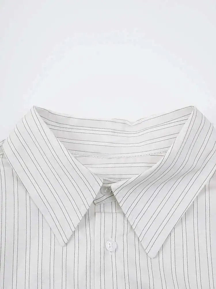 Big Size Striped Shirt Wide Leg Pants Two Piece Suit New Lapel Long Sleeve Women Fashion Tide Spring Autumn 2025 CPG19730