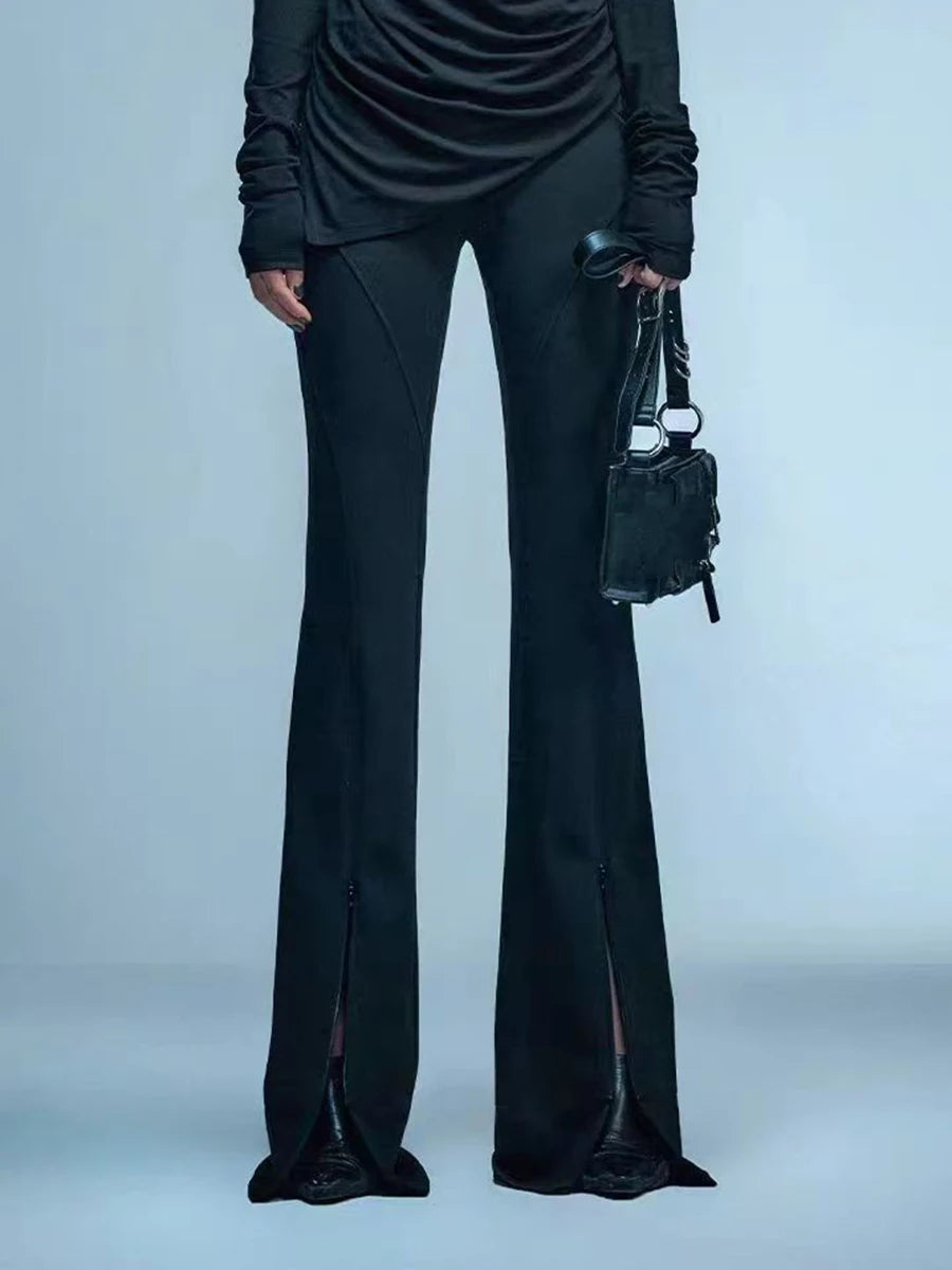 Solid Slimming Spliced Zippers Fashion Pants for Women High Waist Minimalist Full Length Pant Female Clothing New