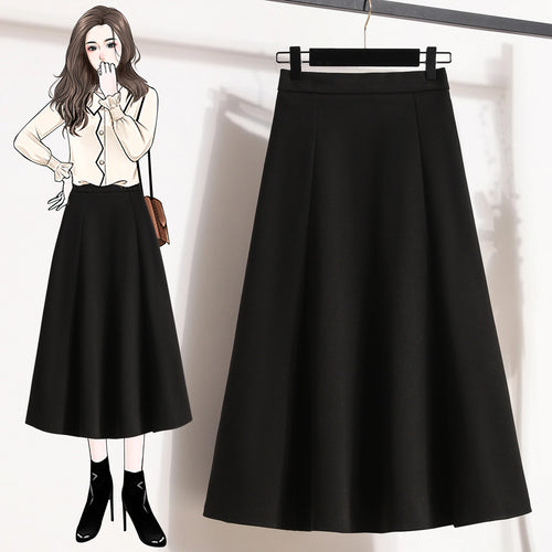 Load image into Gallery viewer, Autumn Winter Black Brown Oversized Woolen Long Skirt Women Fashion Korean Ladies Red High Waist Festival Pleated A-line Skirts
