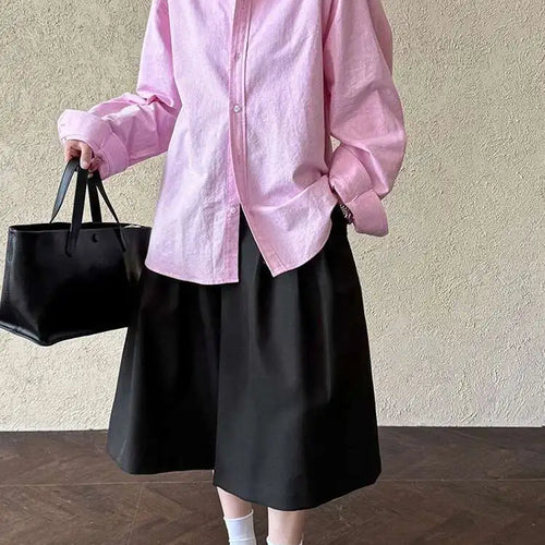Load image into Gallery viewer, Women White Brief Plain Color Big Size Casual Blouse New Lapel Long Sleeve Shirt Fashion Tide Spring Autumn 2025 1DJ0744
