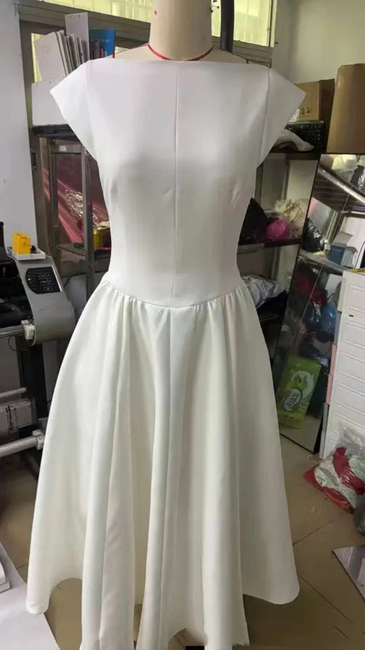 White Backless A-line Sexy Maxi Dress For Women Gown Solid Hollow Out Sleeveless High Waist Club Pleated Dress Elegant