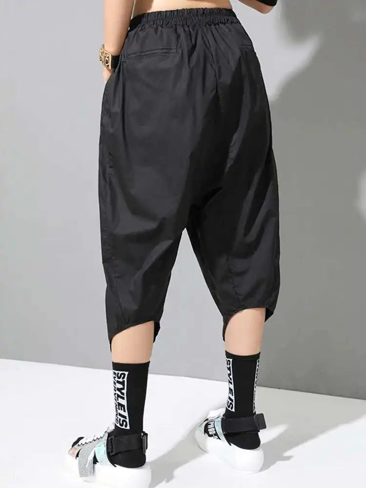 High Elastic Waist Black Pleated Casual Harem Pants New Loose Fit Trousers Women Fashion Tide Spring Autumn 2025 1DF4713