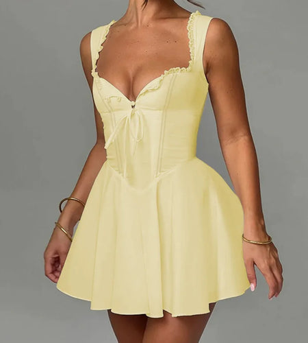 Sexy Sleeveless Deep V Lace Up Dress For Women 2024 Summer New Women's Elegant Skirt Tight Dress Party Evening Vestidos