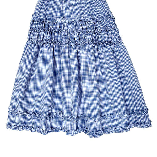Load image into Gallery viewer, High Elastic Waist Blue Plaid Ruffles Elegant A-line Half-body Skirt Women Fashion Tide New Spring Autumn 2025 1DJ1023
