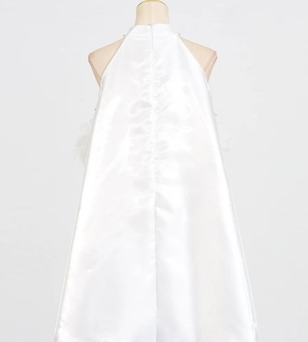 Solid Spliced Appliques Loose Dresses For Women O Neck Sleeveless High Waist Temperament Mini Dress Female Fashion