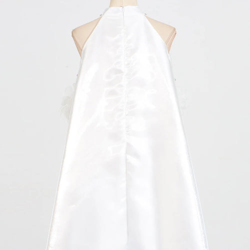 Load image into Gallery viewer, Solid Spliced Appliques Loose Dresses For Women O Neck Sleeveless High Waist Temperament Mini Dress Female Fashion
