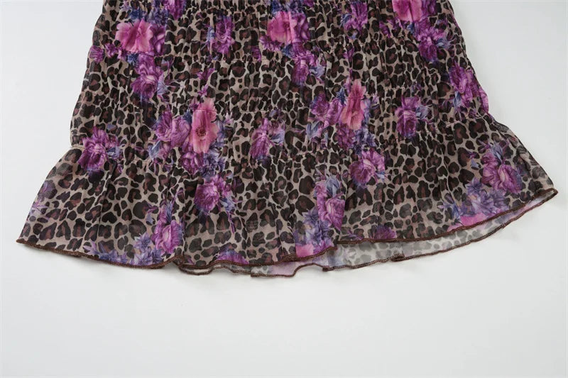 Leopard Print Sexy Skirt Two Piece Sets Women Off-shoulder Crop Tops And Mini Skirt Female Summer Beach 2 Piece Set