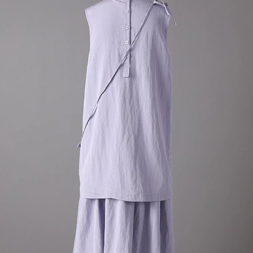 Load image into Gallery viewer, Women Light Purple Irregular Spliced Big Size Vest Dress New Round Neck Sleeveless Fashion Tide Spring Summer 2025 CPG3083
