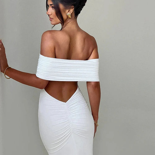 Load image into Gallery viewer, Elegant One Shoulder Backless Elastic Tight Evening Dress Women's Sexy Sleeveless Slim Max Female Vestidos Partywear
