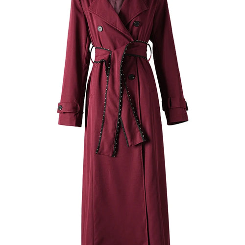 Load image into Gallery viewer, Women Black Belted Big Size Long Elegant Trench New Lapel Long Sleeve Windbreaker Fashion Tide Spring Autumn 2025 CPDB265
