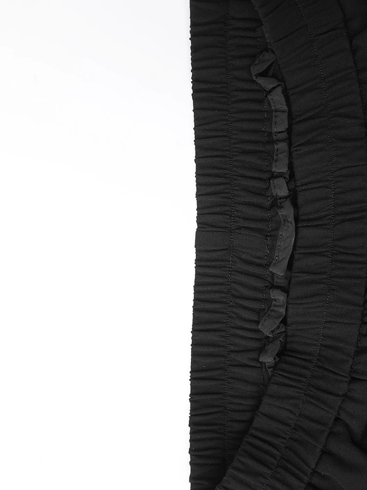 High Elastic Waist Black Flower Ribbon Pocket Midi Half-body Skirt Women Fashion Tide New Spring Autumn 2025 CPG1358