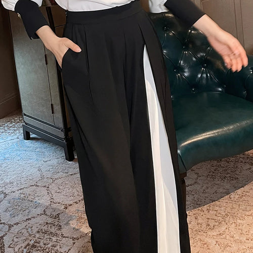 Load image into Gallery viewer, Hit Color Wide Leg Pants For Women High Waist Casual Loose Temperament Trousers Female Fashion Clothing
