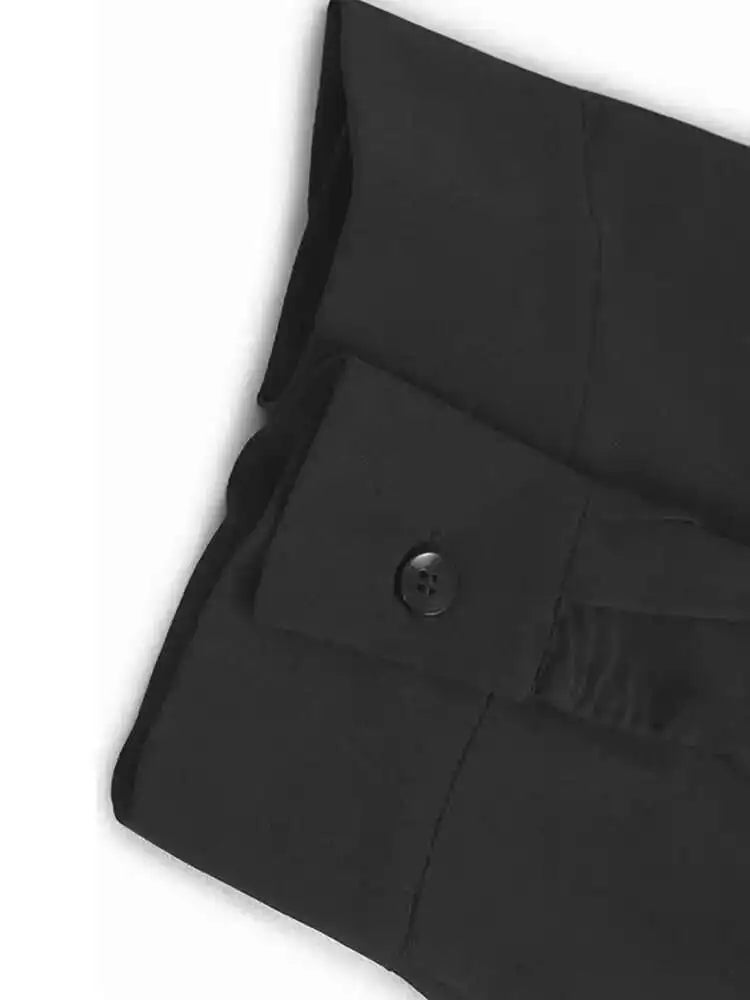 Women Black Striped Drawstring Big Size Knee-Length Dress New Lapel Long Sleeve Fashion Tide Spring Autumn 2025 1DH9966