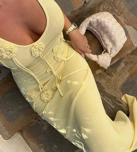 3D Flowers Backless Solid Crochet Knitted Tunic Beach Cover Up Cover-ups Beach Dress Beach Wear Beachwear Female Women V6181