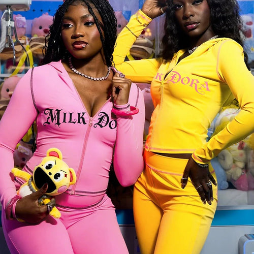 Load image into Gallery viewer, Casual Letter Print Women 2 Piece Set Tracksuit Sporty Full Sleeve Crop Jacket+Pants Matching Streetwear Skinny Outfits
