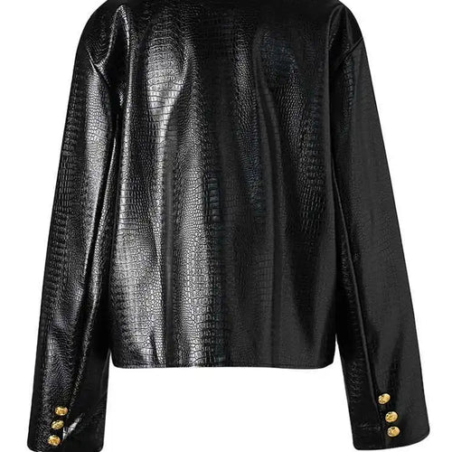 Load image into Gallery viewer, PU Leather Black Brief Big Size Elegant Jacket New O-neck Long Sleeve Women Coat Fashion Tide Spring Autumn 2025 CPG2506
