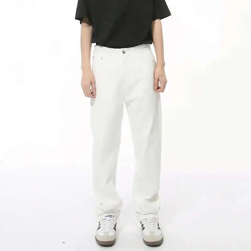 Spring New Male Jeans Men's Pencil Pants Slim Denim Straight Casual Bottom Solid Color Simple Trousers Fashion Tide 9C7611