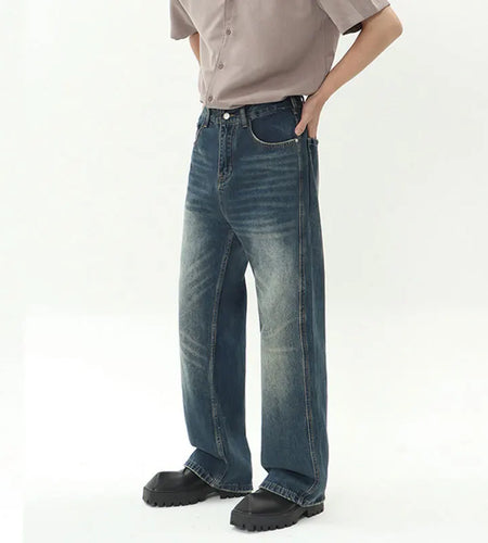 Fashion Men's Denim Pants Straight Leg Male Jeans Washed Make Old Design Men Clothing Spring 2025 New Fashion 9W1292