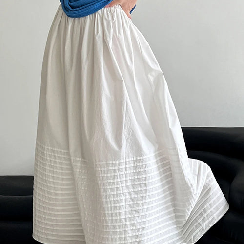 Load image into Gallery viewer, High Elastic Waist White Striped Pleated Midi A-line Half-body Skirt Women Fashion Tide New Spring Autumn 2025 1DJ1423
