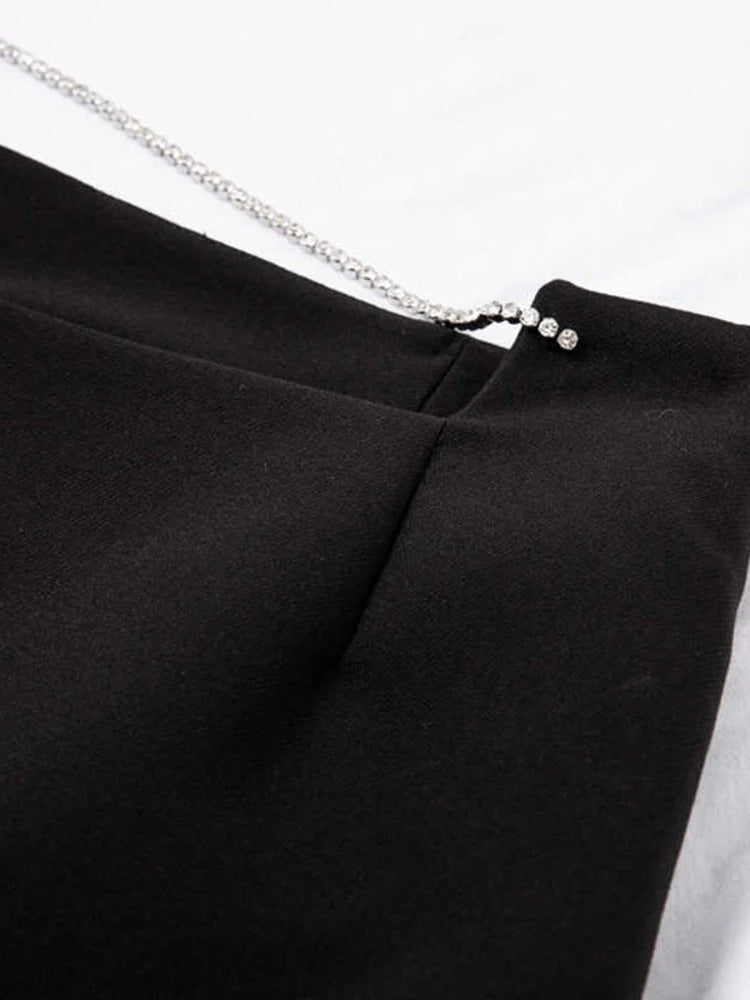 Patchwork Chain Skirt For Women High Waist A Line Solid Minimalist Mini Skirts Female Summer Clothing Fashion