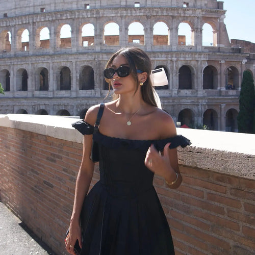 Load image into Gallery viewer, Women Black A Line Dress Lovely Elegant Square Neck Holiday Party Dress Casual Sleeveless Summer Dress 2023
