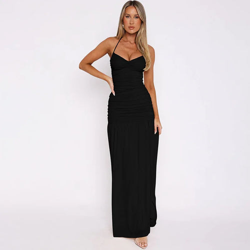 Load image into Gallery viewer, Spaghetti Strap Split Sexy Maxi Dress For Women Elegant Halter Sleeveless Backless High Waist Bodycon Club Party Dress
