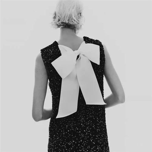 Load image into Gallery viewer, Sequins Backless Bow Sexy Mini Dress For Women Robe 2025 New Sleeveless A-line Sparkle Club Dress Elegant Vestido
