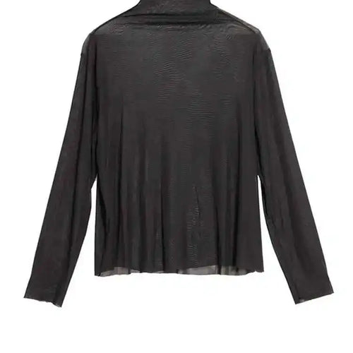 Load image into Gallery viewer, Women Black Mesh Perspective Irregular Thin T-shirt New Turtleneck Long Sleeve Fashion Tide Spring Autumn 2025 1DH7665
