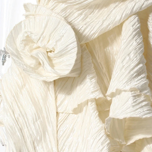 Load image into Gallery viewer, Women Silver Gray Textured Pleated Ruffles Vest Dress New Round Neck Sleeveless Fashion Tide Spring Summer 2025 7AB9278
