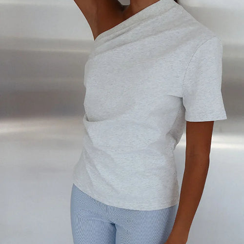 Load image into Gallery viewer, Women'S Solid Color One-Shoulder Thin Short-Sleeved T-Shirt Tops Summer New Versatile Lazy Causal And Comfortable Tops
