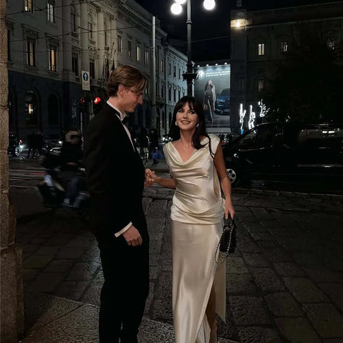 Load image into Gallery viewer, Satin Backless Sexy Maxi Dress For Women Elegant Rose Thigh High Split Beach Holiday Long Dress Gorgeous Club Gown
