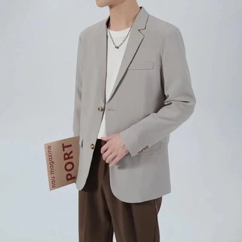 Load image into Gallery viewer, Korean Style Men's Blazers Single Breasted Lapel Menswear Business Casual Solid Color New Spring Male Suit Jackets 9W1225
