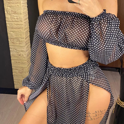 Load image into Gallery viewer, Leopard Off Shoulder Long Sleeve 2 Pieces Set Beach Cover Up Cover-ups Beach Dress Beach Wear Beachwear Female Women V3728
