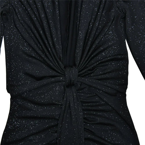 Load image into Gallery viewer, Glitter Deep V Neck Sexy Maxi Dress For Women Elegant Sparkle Long Sleeve Ruched Bodycon Split Club Party Sexy Dress
