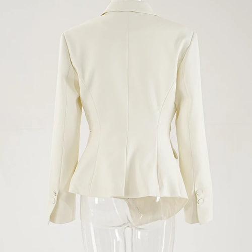 Load image into Gallery viewer, Women Beige Irregular Button Slim Elegant Blazer New Lapel Long Sleeve Jacket Fashion Tide Spring Autumn 2025 CPDB257
